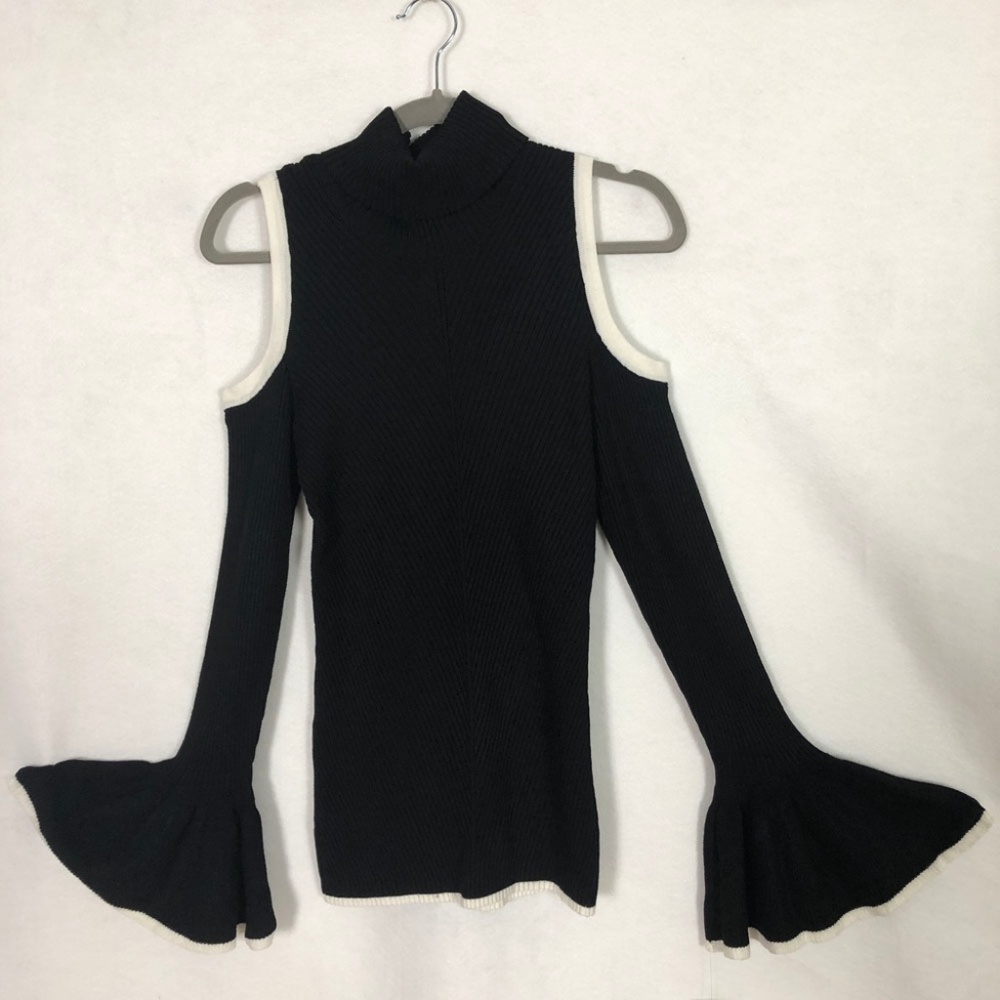 XOXO Juniors' Bell-Sleeve Cold-Shoulder Sweater